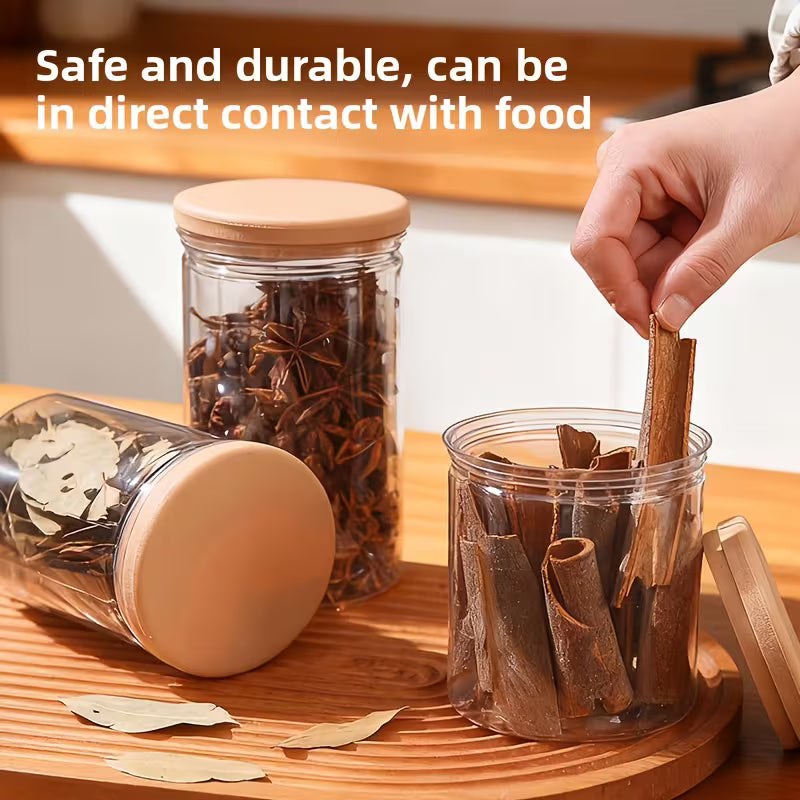 Airtight Kitchen Storage Containers with Wooden Lid Pack of 3