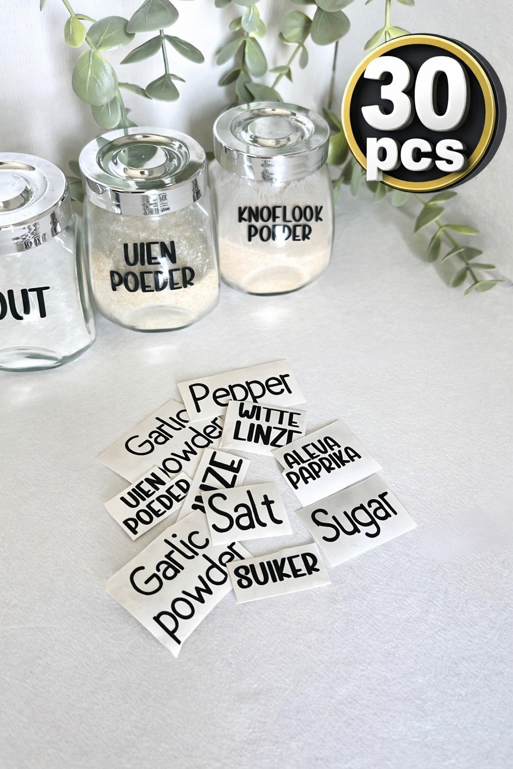 Aesthetic Kitchen Label Stickers (Pack of 30 Stickers)